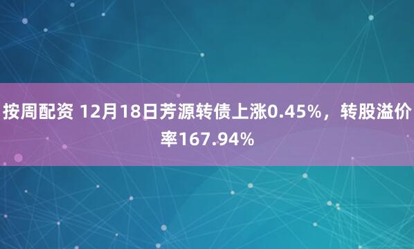 按周配资 12月18日芳源转债上涨0.45%，转股溢价率167.94%