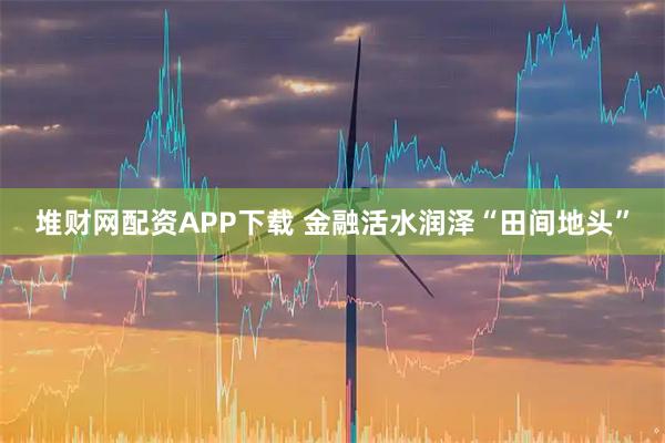 堆财网配资APP下载 金融活水润泽“田间地头”