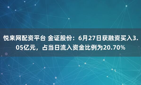 悦来网配资平台 金证股份：6月27日获融资买入3.05亿元，占当日流入资金比例为20.70%