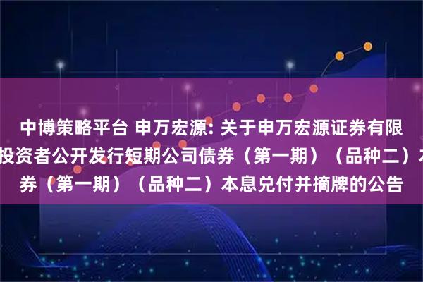 中博策略平台 申万宏源: 关于申万宏源证券有限公司2024年面向专业投资者公开发行短期公司债券（第一期）（品种二）本息兑付并摘牌的公告
